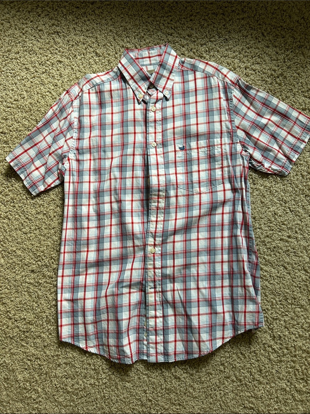 Southern Marsh Men's Short-Sleeve Button-Down Plaid Shirt - Sz  small